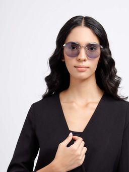 Poppy - Women Metal Grey Oversized Full Rim Sunglass (PO-5007)-55