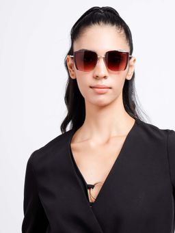 Poppy - Women Metal Brown Square Full Rim Sunglass (PO-5008)-43