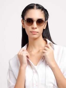 Poppy - Unisex Metal Brown Round Full Rim Sunglass (PO-5012)-39