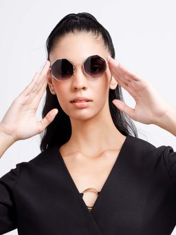 Poppy - Women Metal Grey Hexagonal Full Rim Sunglass (PO-5012)-58