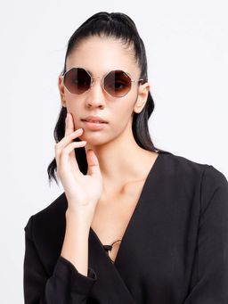 Poppy - Women Metal Brown Hexagonal Full Rim Sunglass (PO-5013)-58
