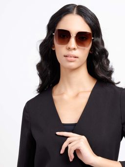 Poppy - Women Metal Brown Hexagonal Full Rim Sunglass (PO-5014)-58