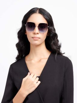 Poppy - Women Metal Blue Hexagonal Full Rim Sunglass (PO-5014)-58