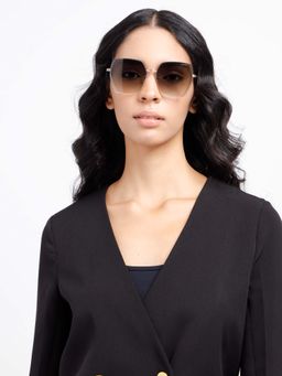 Poppy - Women Metal Green Hexagonal Full Rim Sunglass (PO-5014)-58