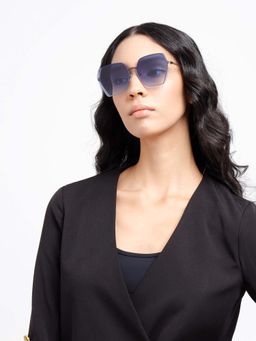 Poppy - Women Metal Blue Hexagonal Full Rim Sunglass (PO-5015)-58