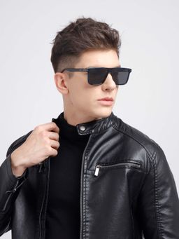 Poppy - Men Plastic Grey Rectangle Full Rim Sunglass (PO-5022)-50