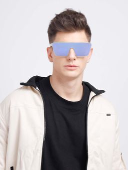 Poppy - Men Plastic Blue Shield Full Rim Sunglass (PO-5024)-50