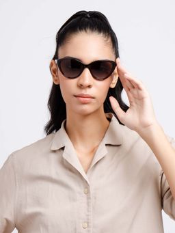 Poppy - Women Plastic Brown Cat Eye Full Rim Sunglass (PO-5025)-47