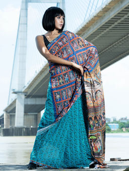 Boveee - Maya Digital Printed Satin Georgette Saree with Unstitched Blouse