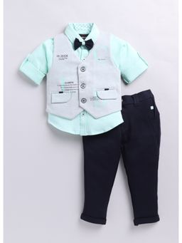 Little Collars - Pastel Soft Birthday Party Jacket Set for Boys - Green (Set of 4)
