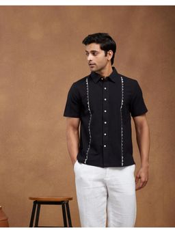 Fabindia - Black Cotton Embroidered Shirt