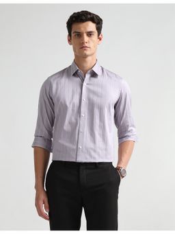 Arrow Newyork - Men's Purple Manhattan Slim Fit Vertical Striped Shirt