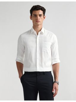 Arrow Newyork - Men's White Manhattan Slim Fit Textured Shirt