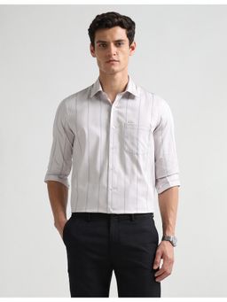 Arrow Newyork - Men's White Slim Fit Striped Shirt