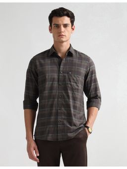 Arrow Sports - Men's Brown Checks Regular Fit Full Sleeve Shirt