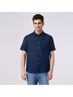 Pepe Jeans - Men's Blue Half Sleeve Linen Shirt