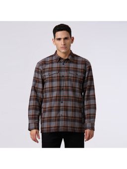 Pepe Jeans - Men's Grey Checks Full Sleeve Sherpa Shirt