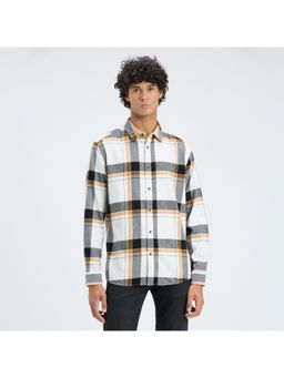 Pepe Jeans - Men's Off White Checks Full Sleeve Shirt