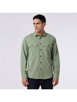 Pepe Jeans - Men's Green Double Pocket Full Sleeve Shirt