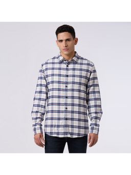 Pepe Jeans - Men's Off White Herringbone Checks Full Sleeve Shirt