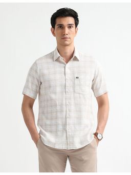 Arrow Sports - Men's Textured Tartan Checked Regular Fit Shirt