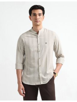 Arrow Sports - Men's Mandarin Outdoor Textured Vertical Striped Shirt