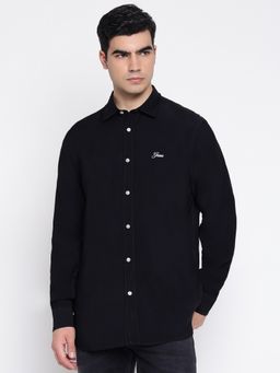 Guess - Collins Jet Black Solid Regular Fit Basic Shirt