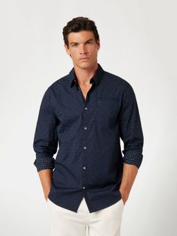 Guess - Men Navy Blue Micro Floral Regular Fit Collin Shirt