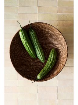 H&M - Beige Footed Rattan Bowl