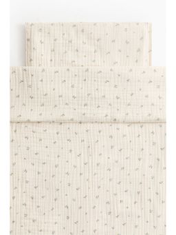 H&M - White Muslin Cot Duvet Cover Set