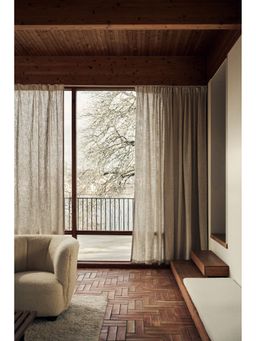 H&M - Beige 1-Pack Long And Wide Linen-Blend Curtain Length