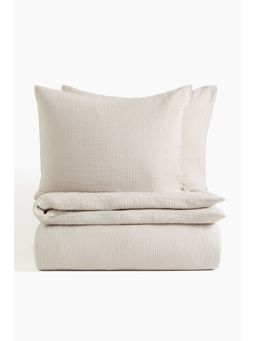 H&M - Beige Muslin Double/King Duvet Cover Set