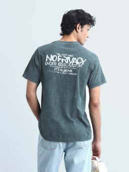 Flying Machine - Men's Typographic Printed Regular Fit T-Shirt - Green