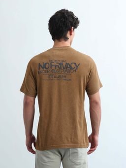 Flying Machine - Men's Typographic Regular Fit T-Shirt - Brown