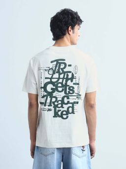 Flying Machine - Men's Typographic Printed Relaxed Fit T-Shirt - White