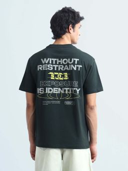 Flying Machine - Men's Typographic Printed Relaxed Fit T-Shirt - Green