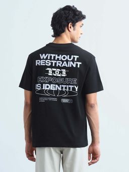 Flying Machine - Men's Typographic Printed Relaxed Fit T-Shirt - Black