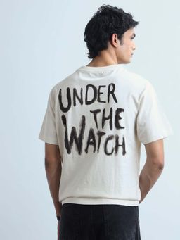 Flying Machine - Men's Typographic Printed Relaxed Fit T-Shirt - White