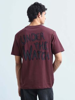 Flying Machine - Men's Typographic Printed Relaxed Fit T-Shirt - Purple