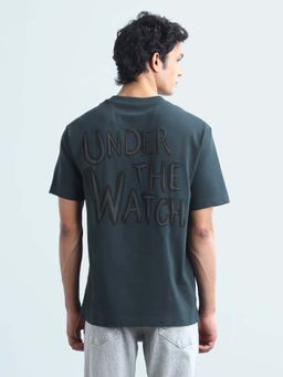 Flying Machine - Men's Typographic Printed Relaxed Fit T-Shirt - Green