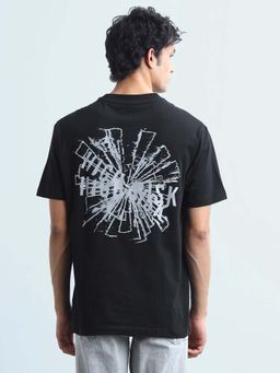 Flying Machine - Men's Graphic Printed Relaxed Fit T-Shirt - Black