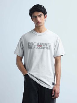 Flying Machine - Men's Typographic Printed Relaxed Fit T-Shirt - Grey