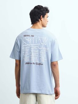 Flying Machine - Men's Typographic Printed Relaxed Fit T-Shirt - Blue