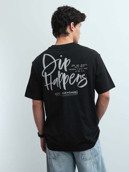 Flying Machine - Men's Typographic Relaxed Fit T-Shirt - Black