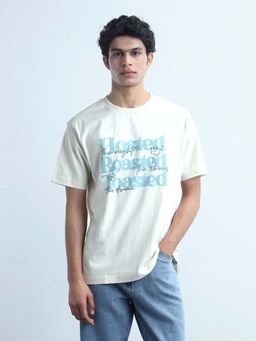 Flying Machine - Men's Typographic Printed Relaxed Fit T-Shirt - White
