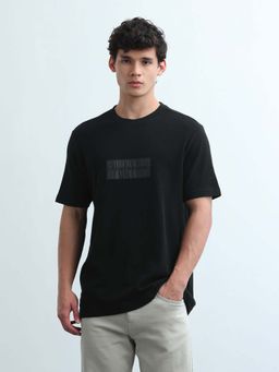 Flying Machine - Men's Textured Regular Fit T-Shirt - Black