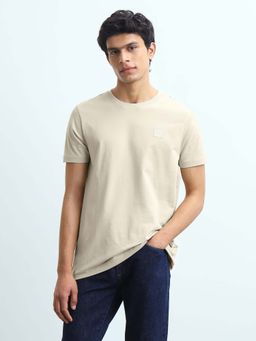 Flying Machine - Men's Solid Regular Fit T-Shirt - Beige