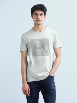 Flying Machine - Men's Graphic Brand Printed Regular Fit T-Shirt - Grey