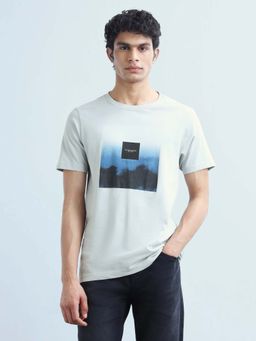 Flying Machine - Men's Brand Printed Regular Fit T-Shirt - Grey