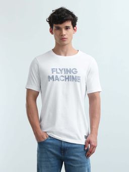 Flying Machine - Men's Brand Printed Regular Fit T-Shirt - White